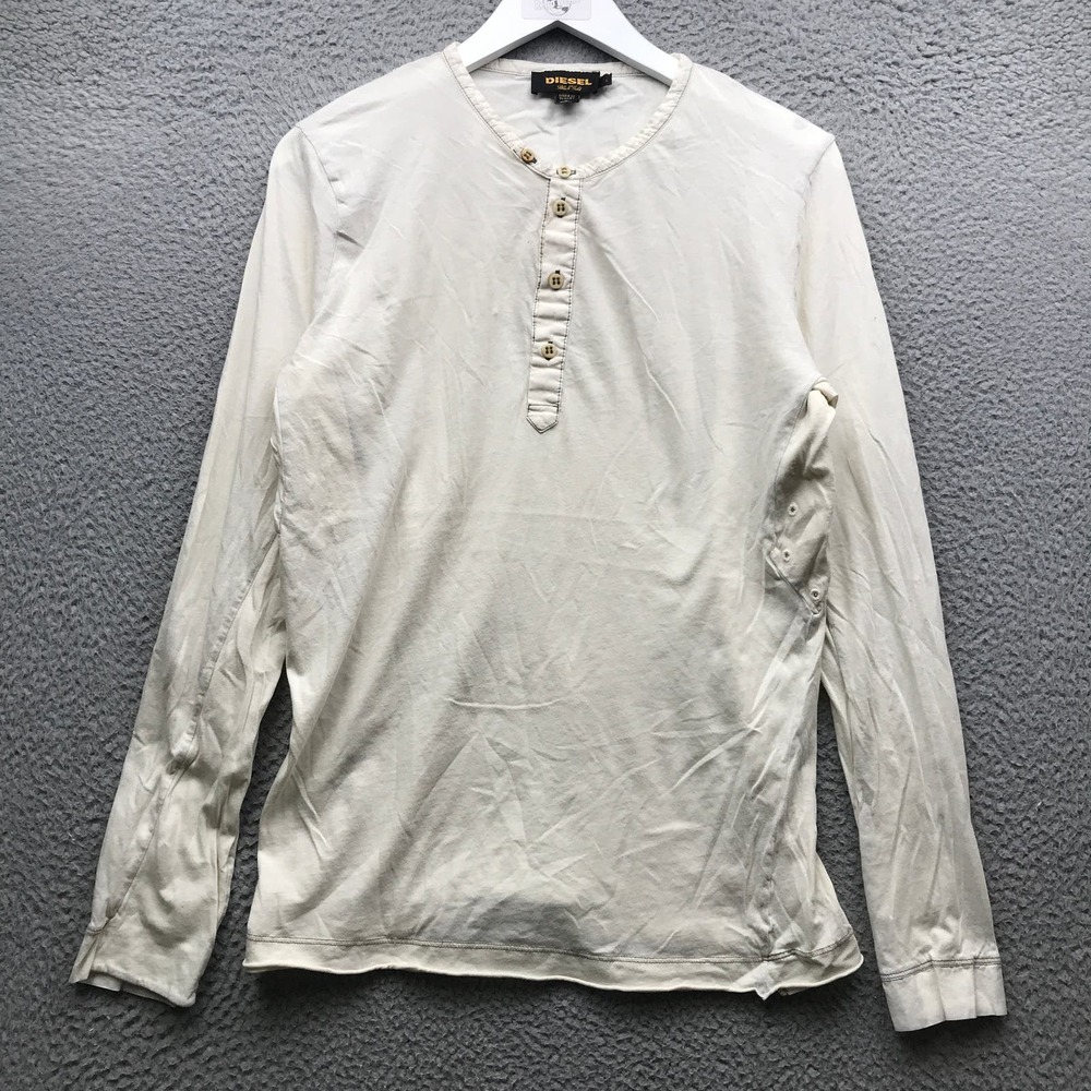 Diesel Black Gold T-Shirt Men's Large L Long Sleeve Henley Tan